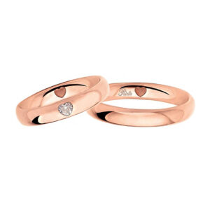 fedi nuziali matrimonio in oro rosa con diamante a cuore 2977 polello