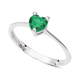 anello oro bianco cuore verde