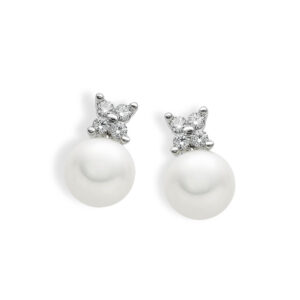 orecchini perle e zirconi in oro bianco