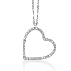 Collana con cuore pendente della collezione Diamantissima di Miluna Gioielli in argento 925 con diamanti naturali CLD4468