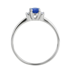 anello oro bianco con zaffiro blu e diamanti bibigì