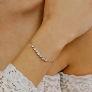 bracciale tennis argento con cuori comete gioielli sposa