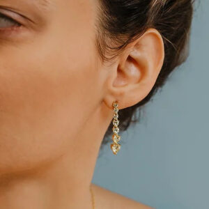 orecchini lunghi in argento dorato con cuori comete gioielli