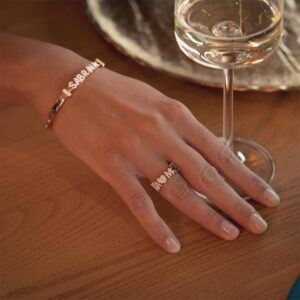 bracciale rigido e anello personalizzabili con nome in argento di marcello pane