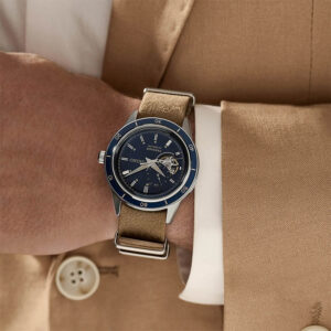 orologio automatico da uomo seiko presage 60s style blu denim ssa453j1 con cinturino in pelle marrone