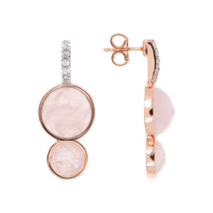 orecchini pendento con quarzo rosa e zirconi bianchi di bronzallure wsbz02065.rq