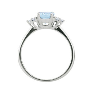 anello con acquamarina ovale e diamanti laterali in oro bianco bibigì ak0006am86