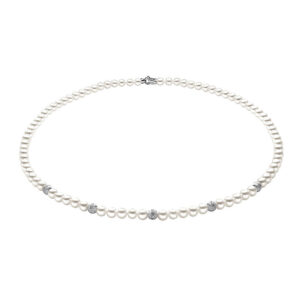 collana perle con sfere diamantate in oro bianco di comete gioielli ffw 140 b