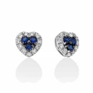 orecchini miluna a cuore in oro bianco con zaffiri blu e diamanti erd2669. i gioielli miluna della pubblicità