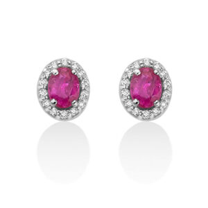 orecchini miluna in oro bianco con rubini ovali e diamanti erd2395. i gioielli miluna della pubblicità