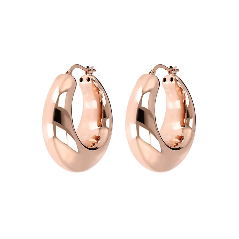 orecchini ad anelle ovali bombate placcate oro rosa di bronzallue wsbz01629.r