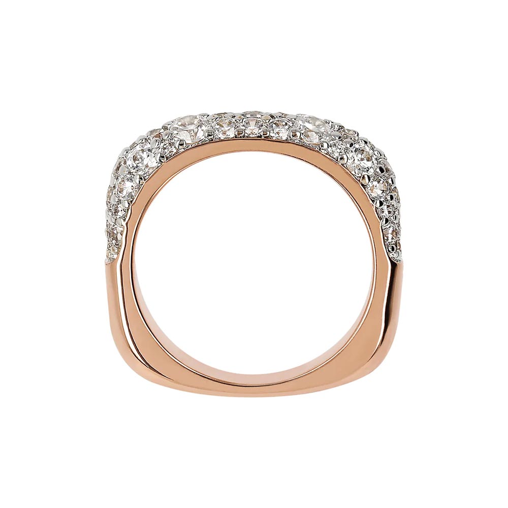 anello a riviera squadrato placcato oro rosa con zirconi bianchi bronzallure wsbz02104w