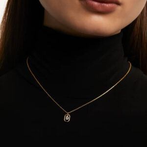 collana donna con ciondolo lettera iniziale d mini in argento placcato oro giallo e zirconi di pdpaola