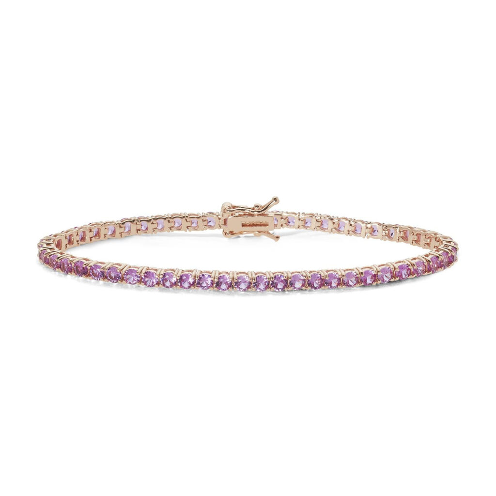 bracciale tennis in argento placcato oro rosa con zirconi rosa di comete gioielli bra 241