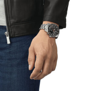 orologio da uomo in acciaio con quadrante nero tissot supersport chrono t125.617.11.051.00