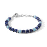 Bracciale da Uomo Comete Gioielli in Acciaio con Pietre Naturali turchese e agata Blu ubr 1140