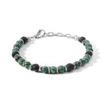 Bracciale da Uomo Comete Gioielli realizzato in Acciaio con Pietre Malachite Verde Naturale