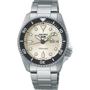 Orologio da uomo Seiko 5 Sports 38 mm Automatico Quadrante bianco avorio in acciaio SRPK31K1