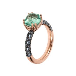 anello bronzallure con zirconi e cristallo verde wsbz02181green