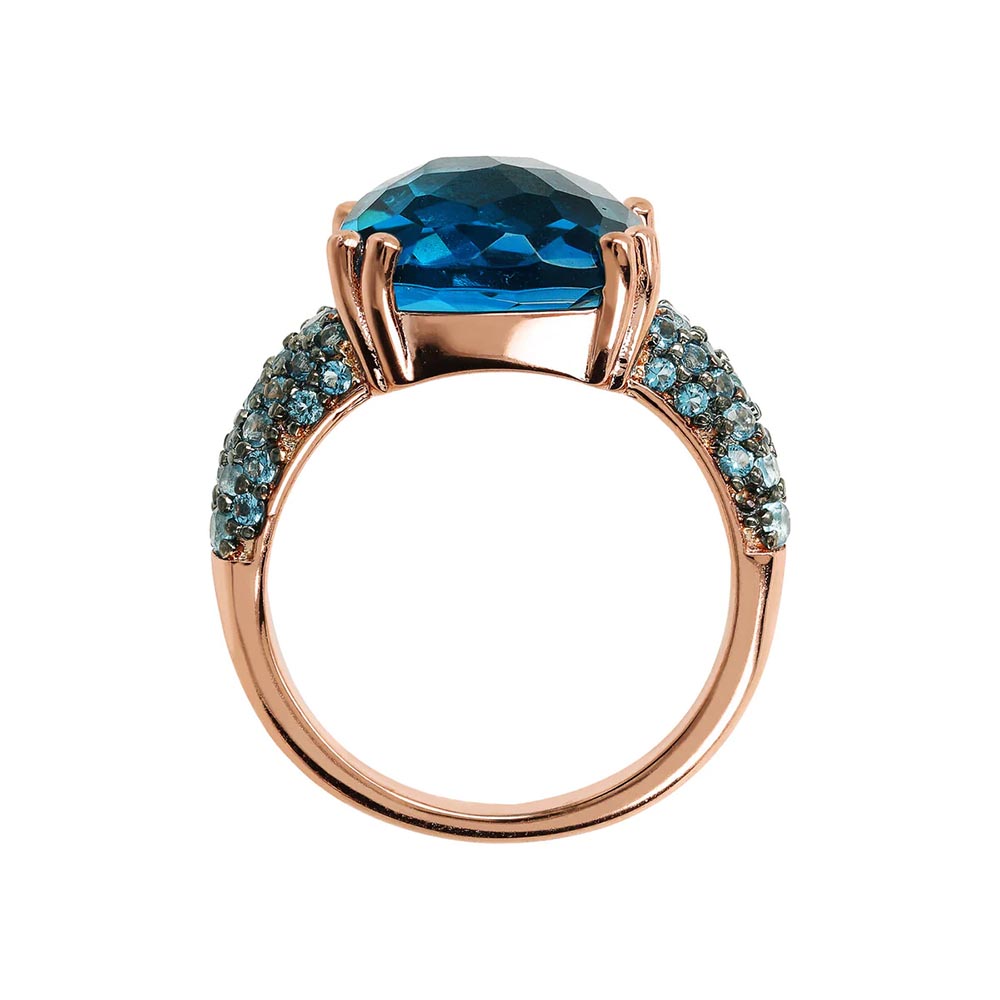 anello bronzallure con zirconi e cristallo blu wsbz02179blue