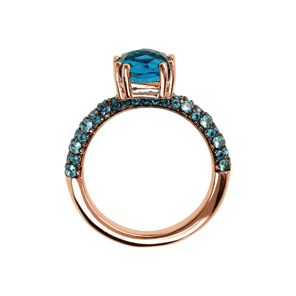 anello bronzallure con zirconi e cristallo blu wsbz02181blue