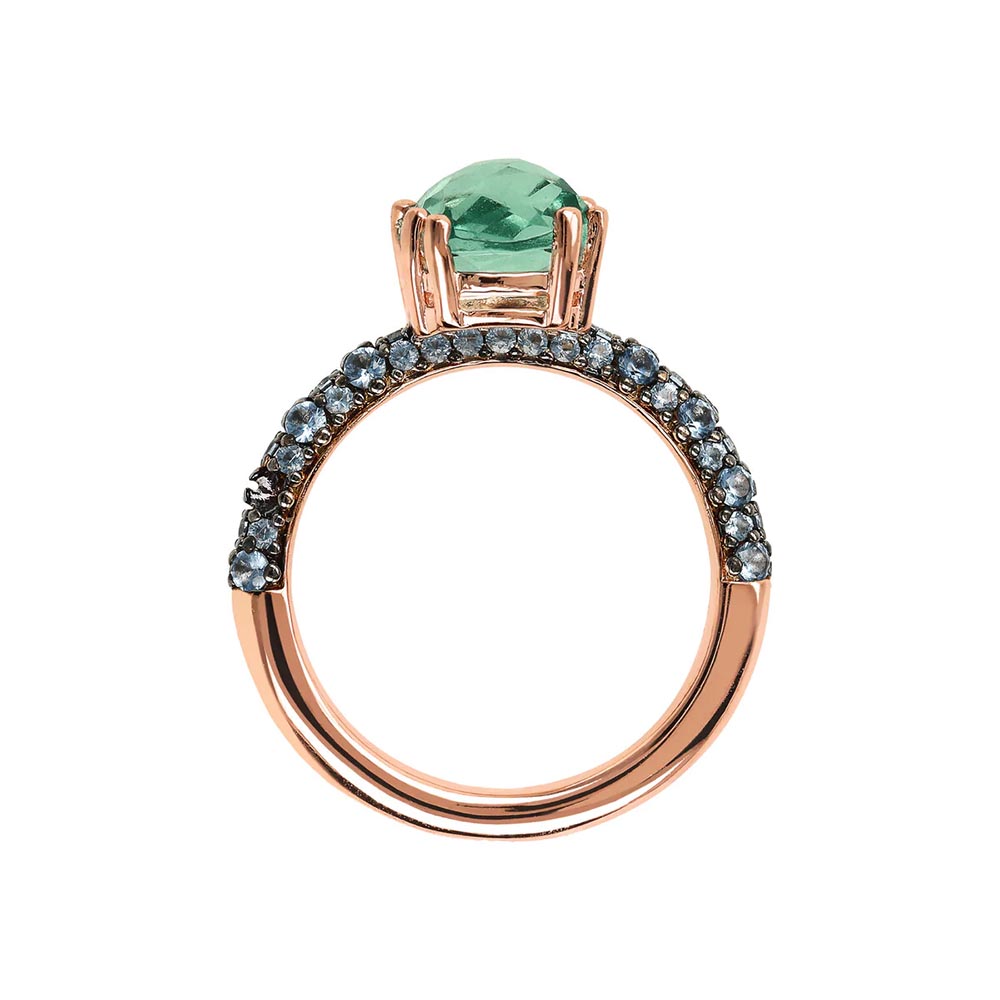 anello bronzallure con zirconi e cristallo verde wsbz02181green