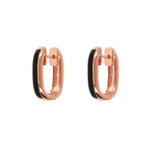 orecchini a cerchio ovali bronzallure placcati oro rosa con smalto nero wsbz02122black