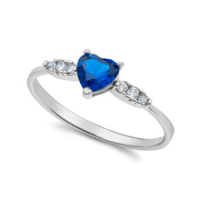 anello solitario fidanzamento in oro bianco con zircone a cuore blu ambrosia aaz 147