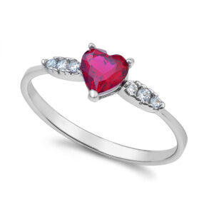anello solitario fidanzamento in oro bianco con zircone a cuore rosso ambrosia aaz 148