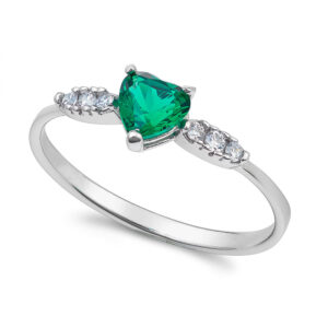anello solitario fidanzamento in oro bianco con zircone a cuore verde ambrosia aaz 149