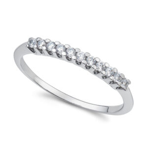 anello fedina in oro bianco con 11 zirconi bianchi ambrosia gioielli aaz 143 b