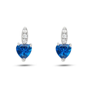 orecchini in oro bianco con zirconi a cuore blu zaffiro ambrosia gioielli aoz 533