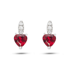 orecchini in oro bianco con zirconi a cuore rosso rubino ambrosia gioielli aoz 534