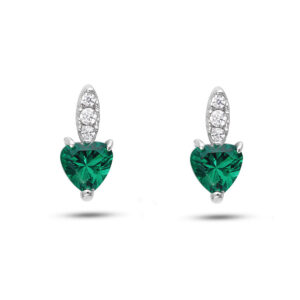 orecchini in oro bianco con zirconi a cuore verde smeraldo ambrosia gioielli aoz 535
