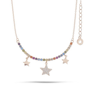 collana donna stelle argento e zirconi arcobaleno comete gla 258