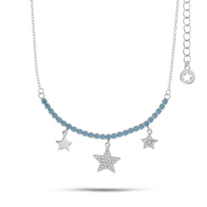 collana donna stelle argento e zirconi azzurri comete gla 257