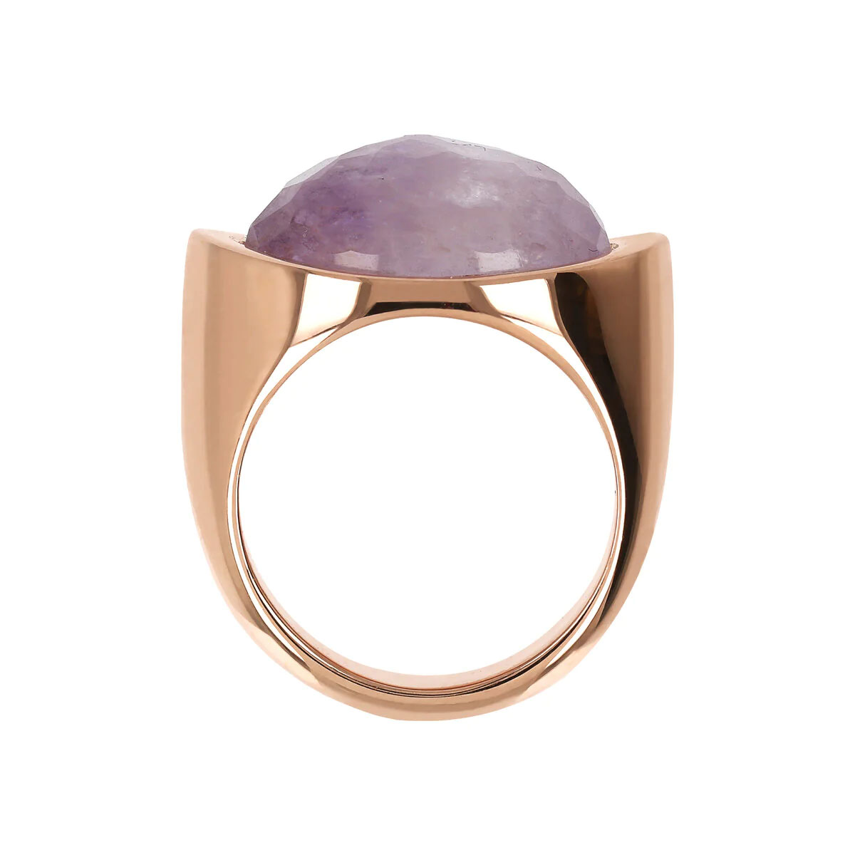 anello donna oro rosa con pietra ametista viola ovale bronzallure wsbz02151.aml