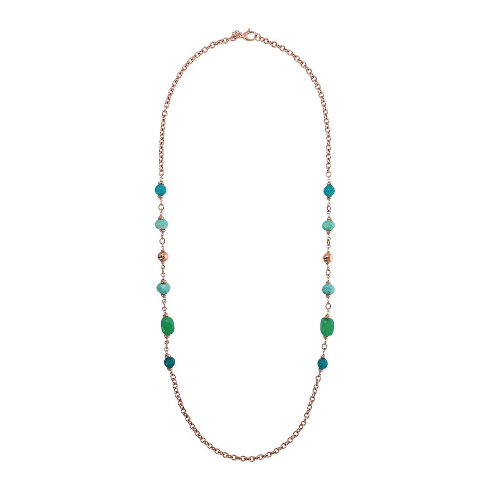 collana lunga da donna con pietre verdi bronzallure wsbz02288.multi