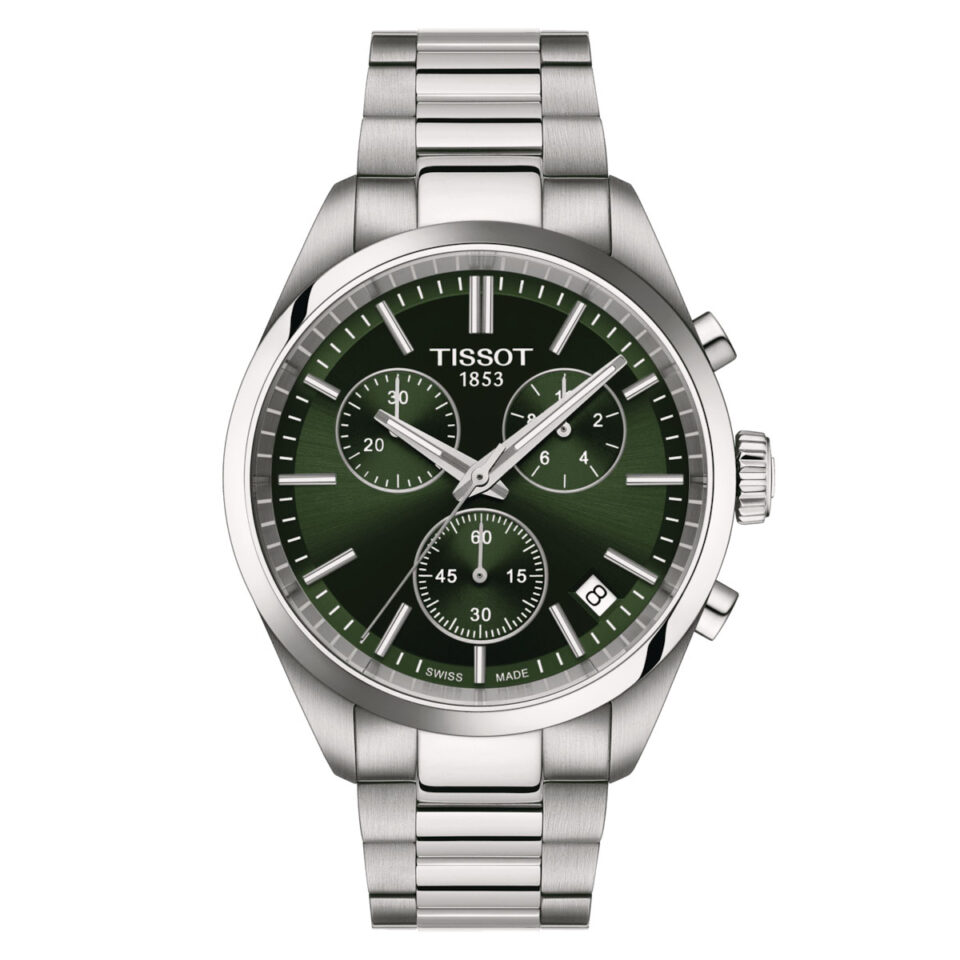Orologio cronografo uomo-Tissot-PR 100-quadrante-Verde-Acciaio-T150.417.11.091.00
