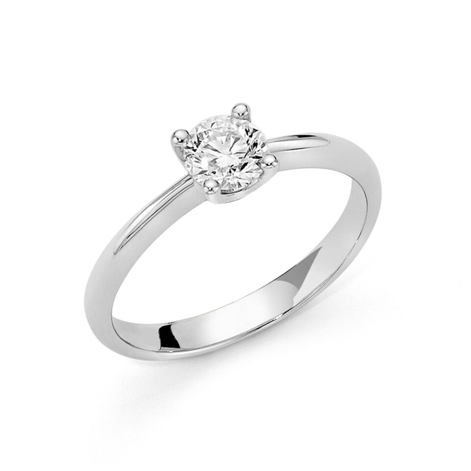 anello solitario fidanzamento oro bianco diamante 0,60 ct colore d Baravelli love