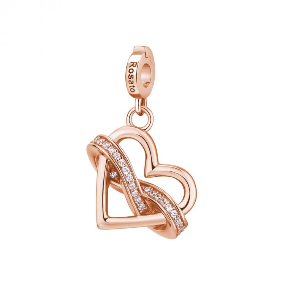 ciondolo charm cuore infinito argento oro rosa rosato rz194