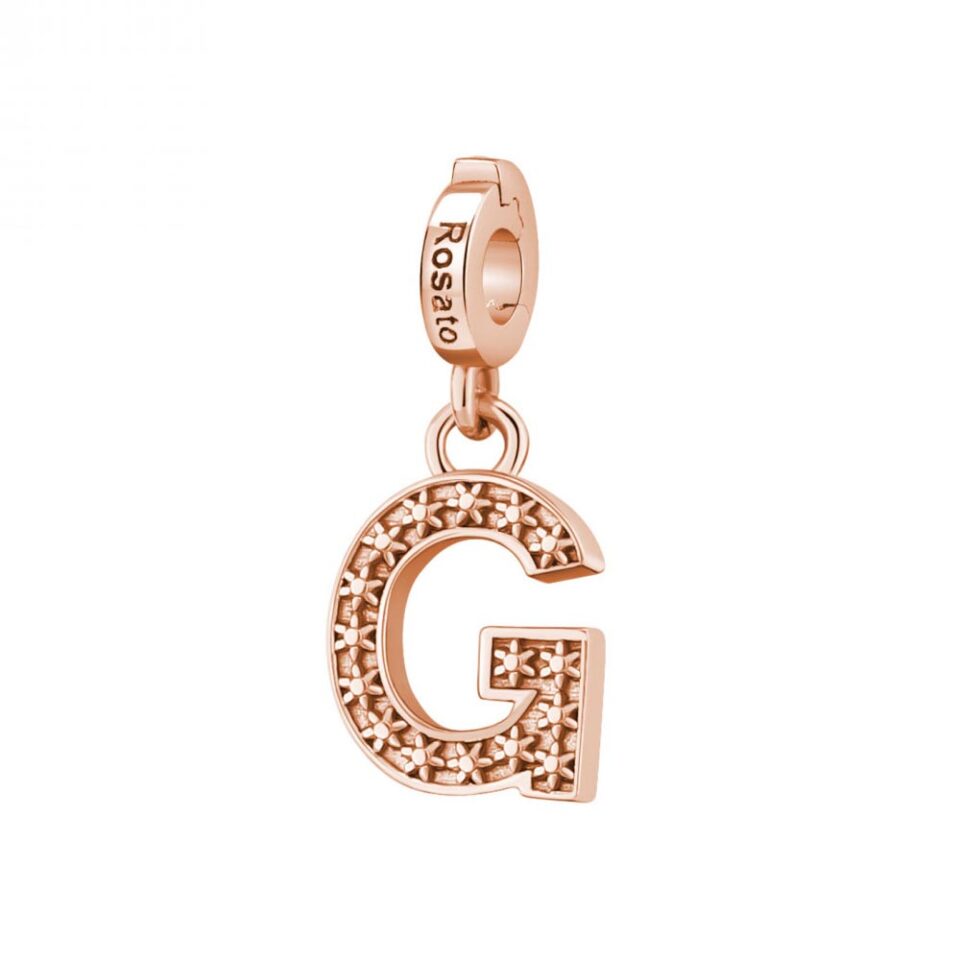 ciondolo charm lettera iniziale gargento oro rosa rosato rz085