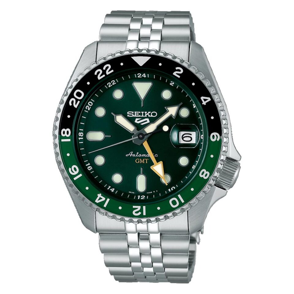 orologio uomo automatico seiko 5 gmt verde e nero ssk035k1