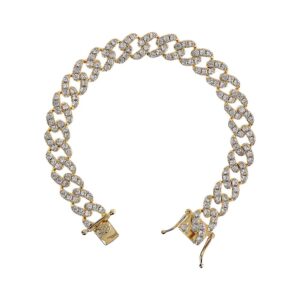 bracciale donna a catena grumetta placcato oro giallo con pavè di zirconi bronzallure wsbz02327