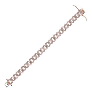 bracciale donna a catena grumetta placcato oro rosa con pavè di zirconi bronzallure wsbz02327