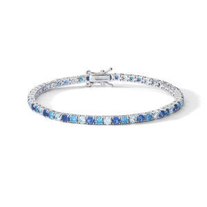 bracciale tennis da donna argento e cristalli bianchi azzurri e blu comete gioielli bra 267