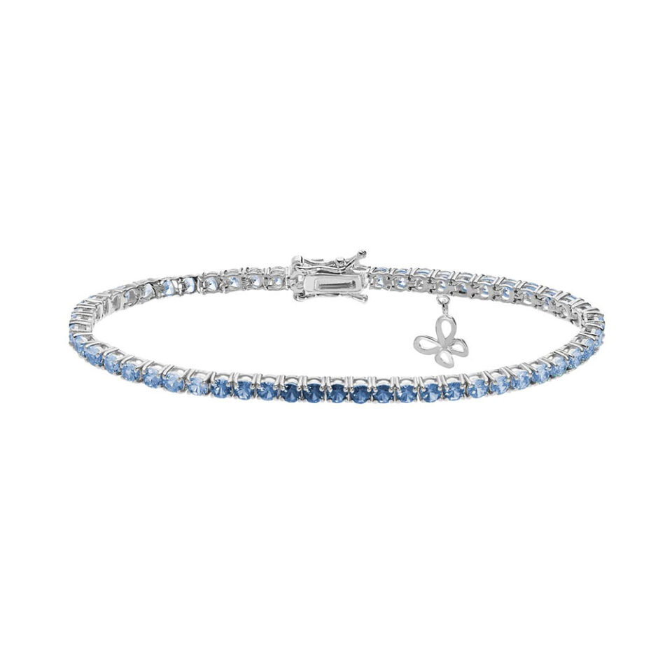 bracciale tennis da donna argento e cristalli bianchi azzurri e blu comete gioielli bra 168