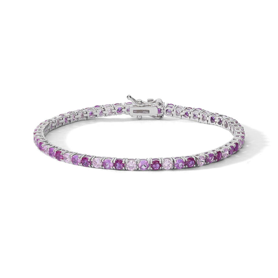 bracciale tennis da donna argento e cristalli rosa e fucsia comete gioielli bra 268