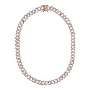 collana girocollo catena grumetta oro rosa e zirconi bianchi bronzallure wsbz02326.whi