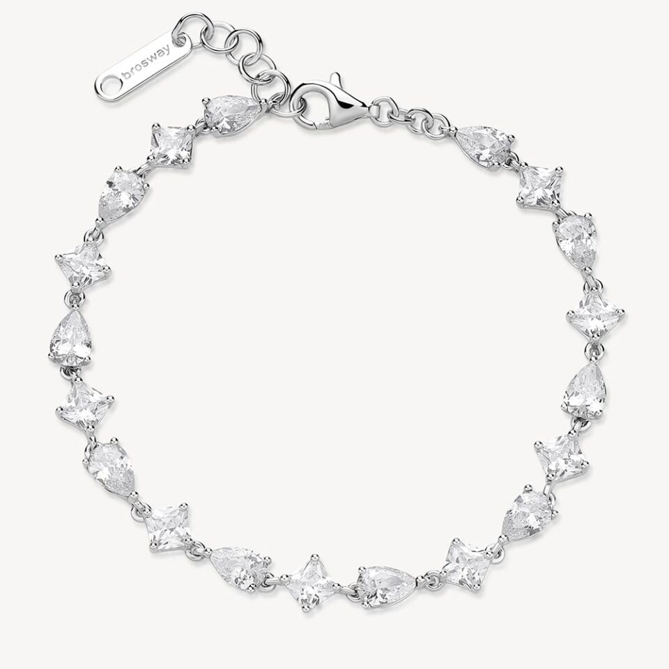 bracciale tennis donna Brosway in argento con zirconi taglio goccia bianchi fiw115